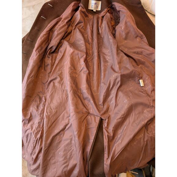90s ZLM Chocolate Brown Wool Rabbit Hair Blend Long Coat Fits Medium - Picture 8 of 11